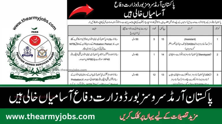 Vacancies in Pakistan Armed Services Board Ministry of Defense