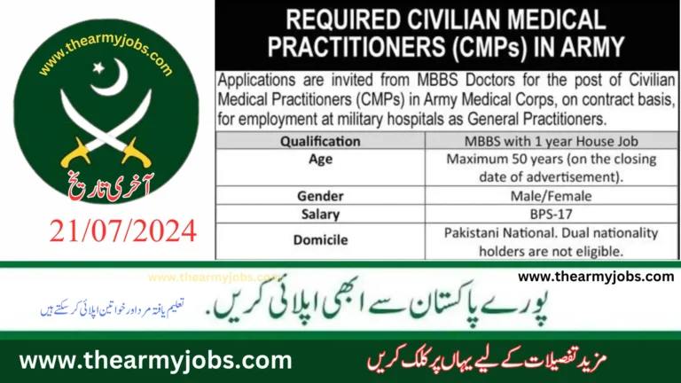 Recruitment Pak army  for Civilian Medical Practitioners (CMPs)