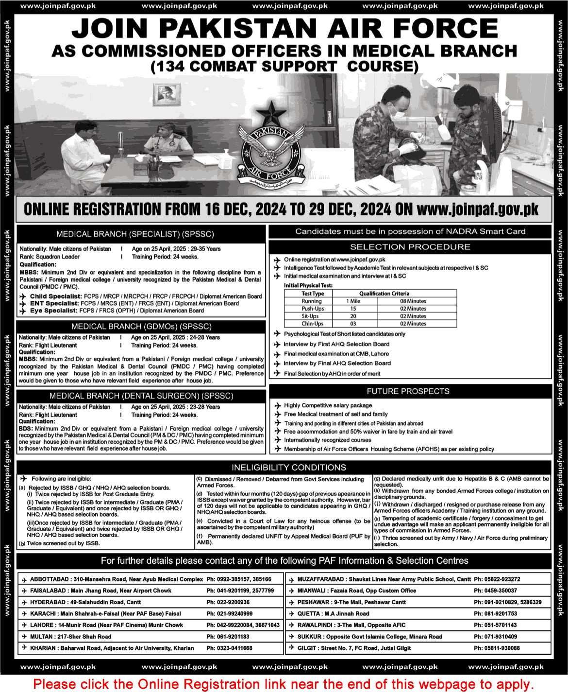 Join Pakistan Air Force - Medical Branch Recruitment (134 Combat 