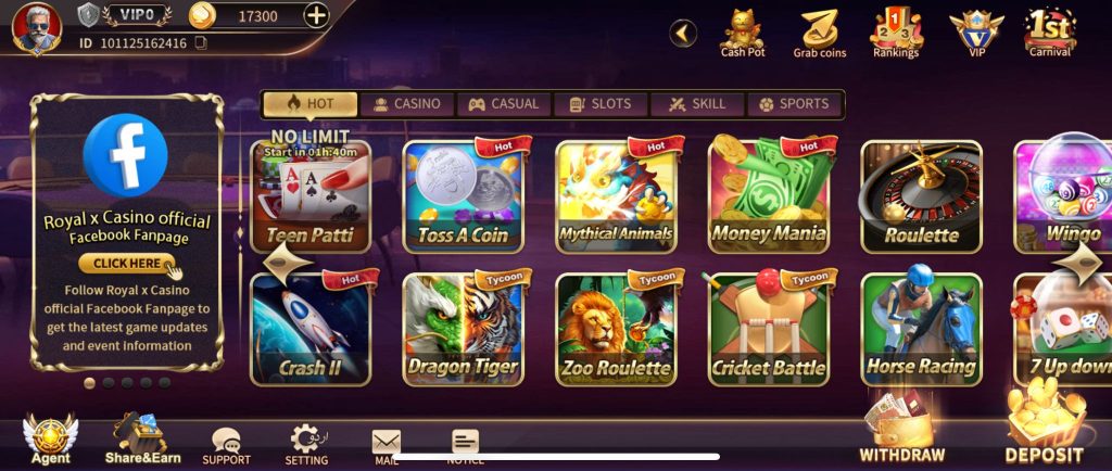royal x casino games